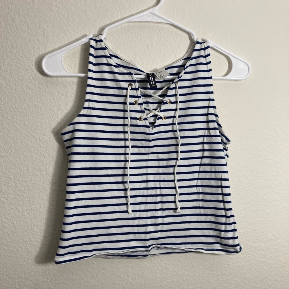 H&M Divided Stripe Crop Top - Black/White - Medium